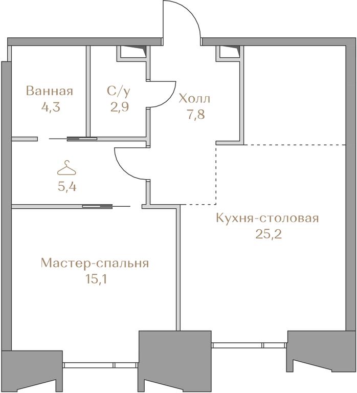 1-BD Apartment Sale, 60.7 sq. m. at Luzhniki Collection, Luzhnetskaya Embankment, 2/4с17, Moscow, Russia #1