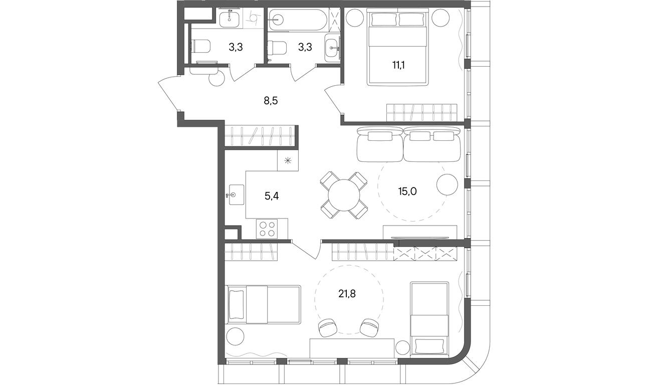 2-BD Apartment Sale, 68.4 sq. m. at Sokolniki (Sokolniki), Gastello Street, Moscow, Russia #1 2-BD Apartment Sale, 68.4 sq. m. at Sokolniki (Sokolniki), Gastello Street, Moscow, Russia #1