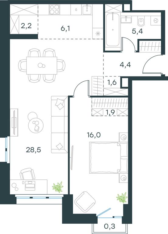 1-BD Apartment Sale, 66.4 sq. m. at Level Seligerskaya, Ilmenskiy Drive, 12, Moscow, Russia #2