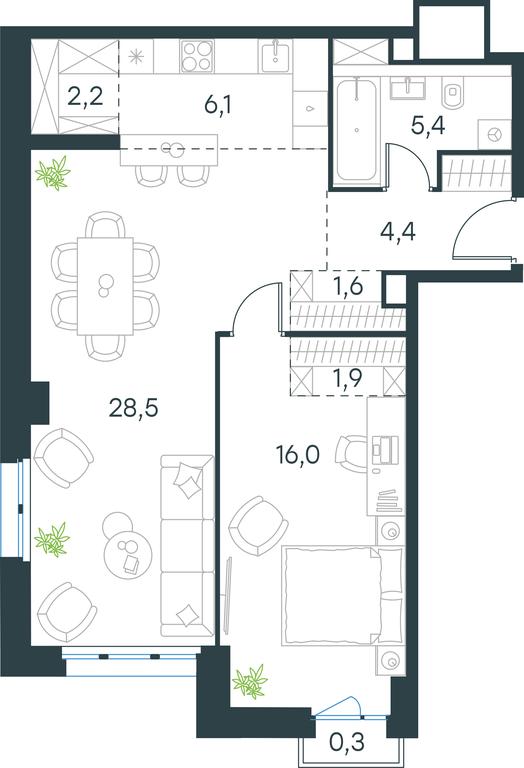 1-BD Apartment Sale, 66.4 sq. m. at Level Seligerskaya, Ilmenskiy Drive, 12, Moscow, Russia #1
