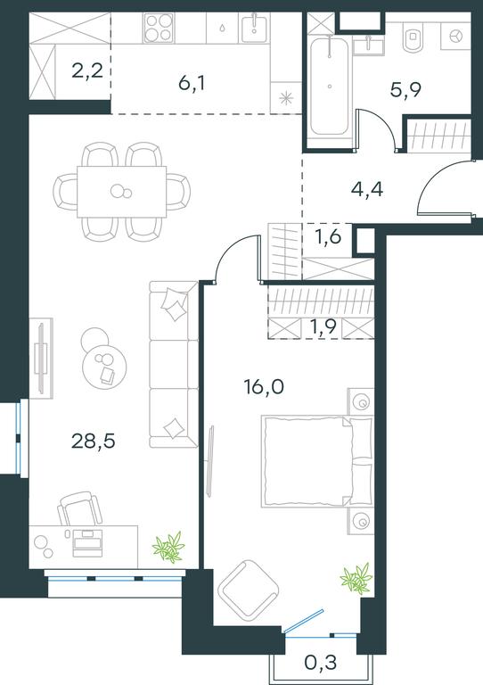 1-BD Apartment Sale, 66.9 sq. m. at Level Seligerskaya, Ilmenskiy Drive, 12, Moscow, Russia #2