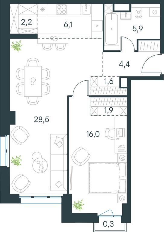 1-BD Apartment Sale, 66.9 sq. m. at Level Seligerskaya, Ilmenskiy Drive, 12, Moscow, Russia #1
