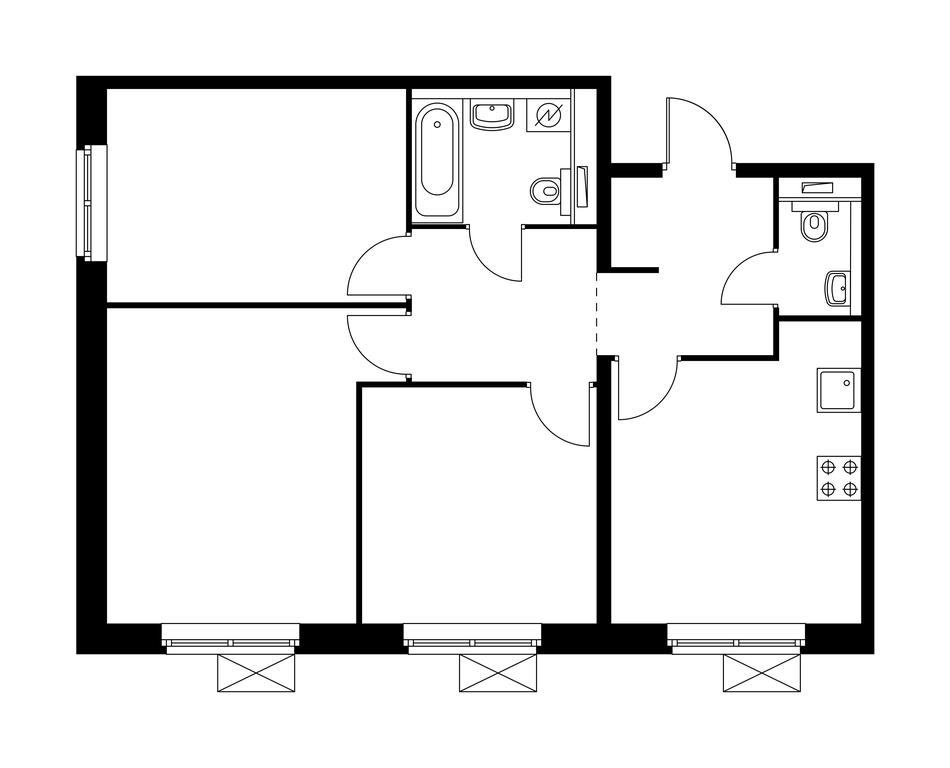 3-BD Apartment Sale, 66.3 sq. m. at Yasenevaya 14, Yasenevaya Street, 12к2, Moscow, Russia #1