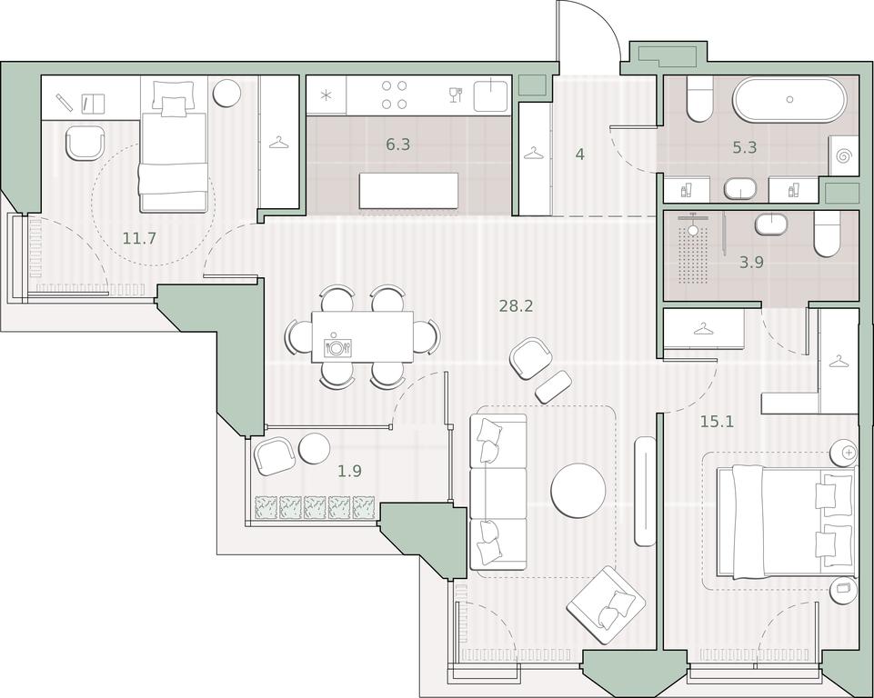 2-BD Apartment Sale, 76.4 sq. m. at Sreda na Lobachevskogo, Ochakovskoye Highway, Moscow, Russia #1