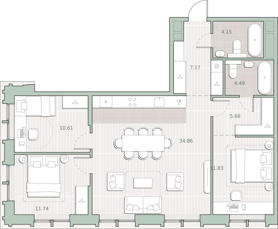 3-BD Apartment Sale, 90.51 sq. m. at Sreda na Kutuzovskom, Ivana Franko Street, Moscow, Russia #2 3-BD Apartment Sale, 90.51 sq. m. at Sreda na Kutuzovskom, Ivana Franko Street, Moscow, Russia #2