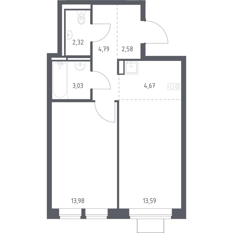 Apartment Sale, 44.96平方米 at Bogdanovskiy Les, derevnya Bogdanikha, Leninskiy City District, Moscow Region, Russia #1 Apartment Sale, 44.96平方米 at Bogdanovskiy Les, derevnya Bogdanikha, Leninskiy City District, Moscow Region, Russia #1