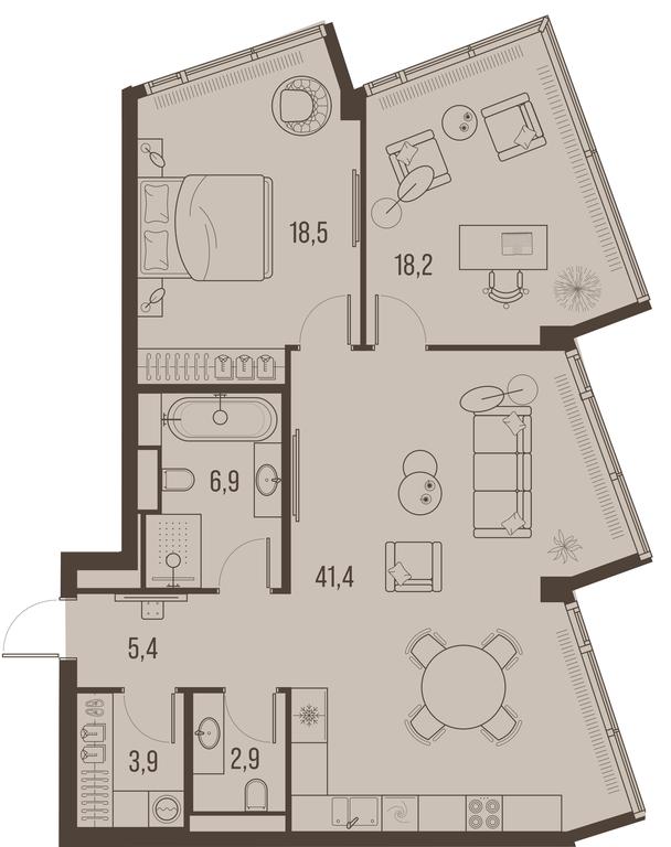 2-BD Apartment Sale, 98.1平方米 at High Life, Letnikovskaya Street, 11/10с1, Moscow, Russia #1