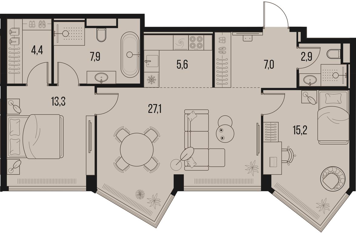 2-BD Apartment Sale, 83.4平方米 at High Life, Letnikovskaya Street, 11/10с1, Moscow, Russia #1 2-BD Apartment Sale, 83.4平方米 at High Life, Letnikovskaya Street, 11/10с1, Moscow, Russia #1