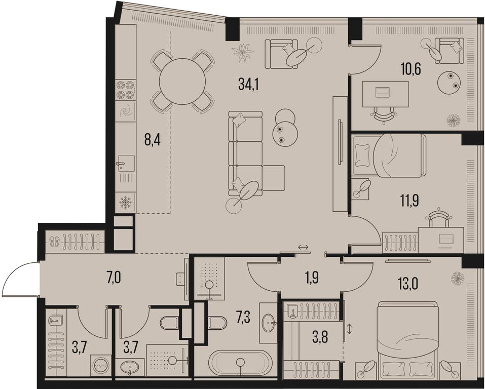 3-BD Apartment Sale, 105.4平方米 at High Life, Letnikovskaya Street, 11/10с1, Moscow, Russia #1