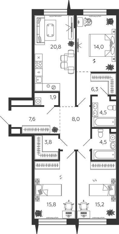 3-BD Apartment Sale, 102.4 sq. m. at Shagal, Автозаводская улица, 23, Москва, Россия #1 3-BD Apartment Sale, 102.4 sq. m. at Shagal, Автозаводская улица, 23, Москва, Россия #1