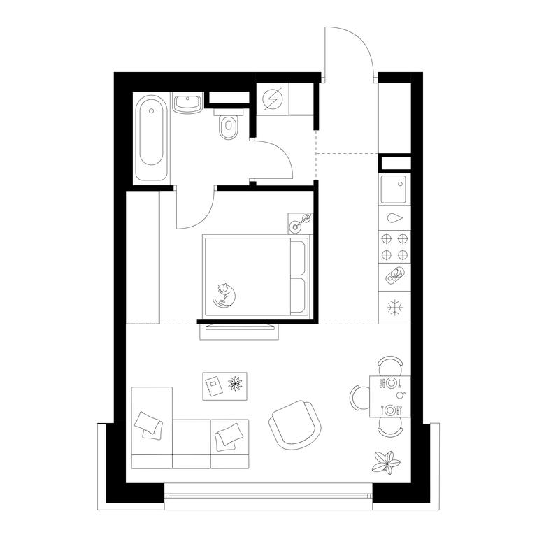 1-BD Apartment Sale, 35.8平方米 at Moskvoreche, Kotlyakovskaya Street, Moscow, Russia #1