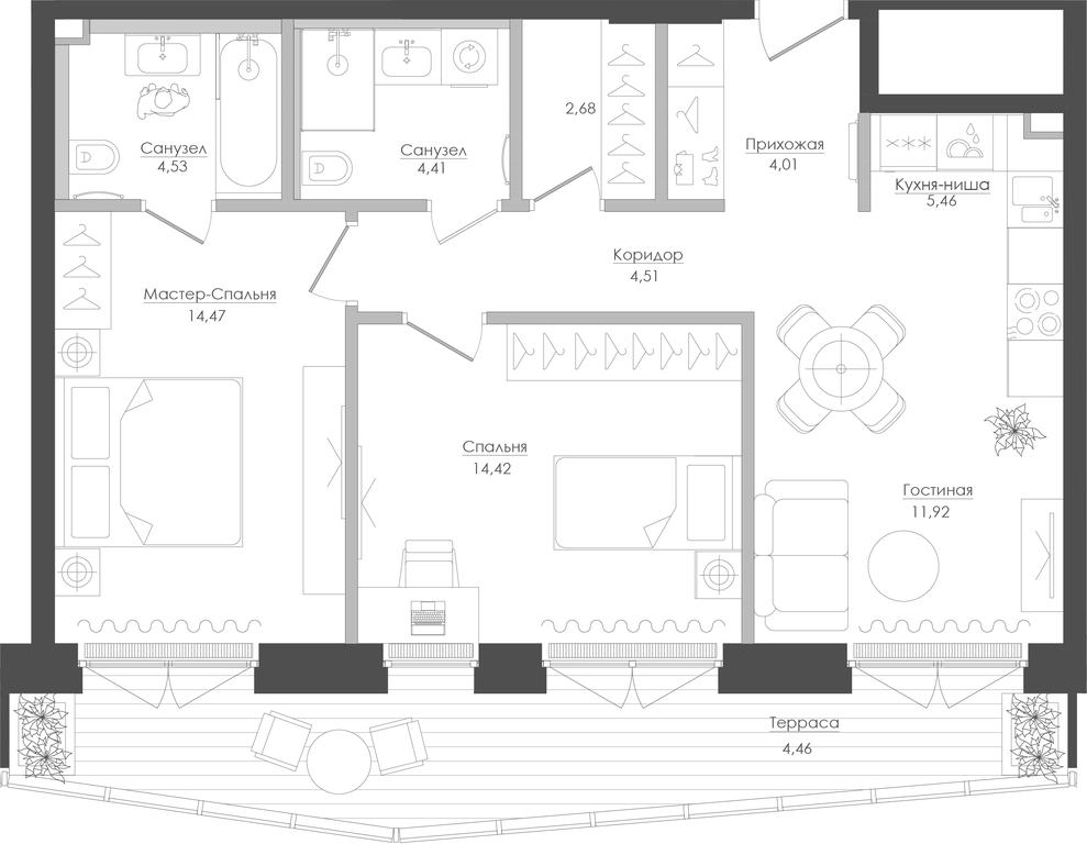 2-BD Apartment Sale, 73.74 sq. m. at Seliger City, Ilmenskiy Drive, 14к3, Moscow, Russia #1