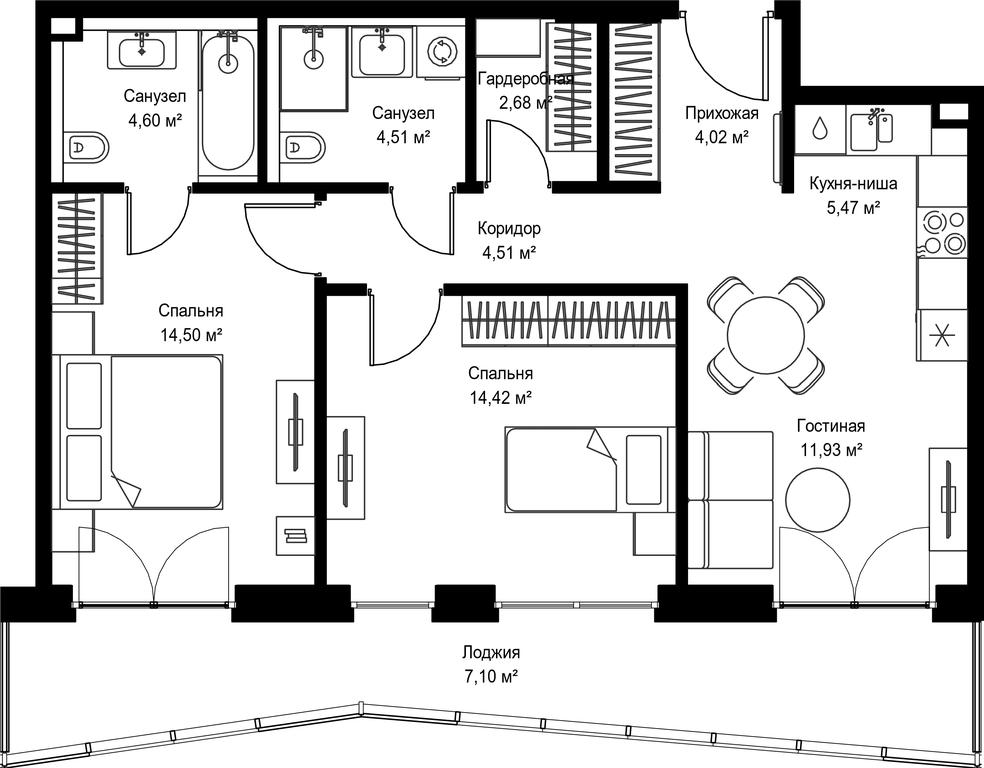 2-BD Apartment Sale, 73.74平方米 at Seliger City, Ilmenskiy Drive, 14к3, Moscow, Russia #2 2-BD Apartment Sale, 73.74平方米 at Seliger City, Ilmenskiy Drive, 14к3, Moscow, Russia #2
