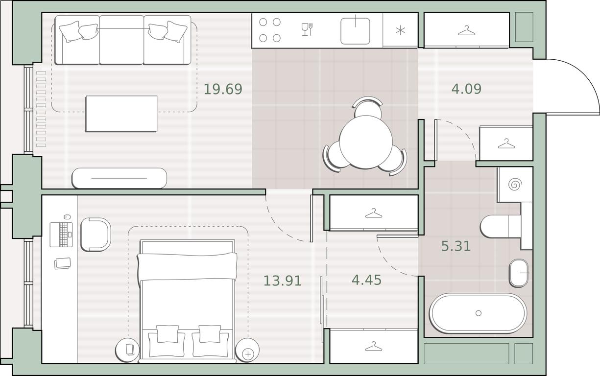 1-BD Apartment Sale, 47.45平方米 at Sreda na Kutuzovskom, Ivana Franko Street, Moscow, Russia #1 1-BD Apartment Sale, 47.45平方米 at Sreda na Kutuzovskom, Ivana Franko Street, Moscow, Russia #1