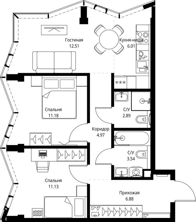 2-BD Apartment Sale, 59.11平方米 at MIRA, Mira Avenue, Moscow, Russia #1 2-BD Apartment Sale, 59.11平方米 at MIRA, Mira Avenue, Moscow, Russia #1