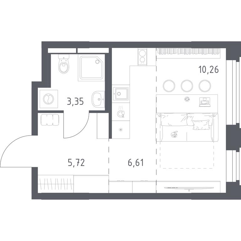 Apartment Sale, 25.94 sq. m. at Kosmicheskiy kvartal, M.K. Tikhonravova Street, Yubileyniy Microdistrict, Korolyov, Moscow Region, Russia #2