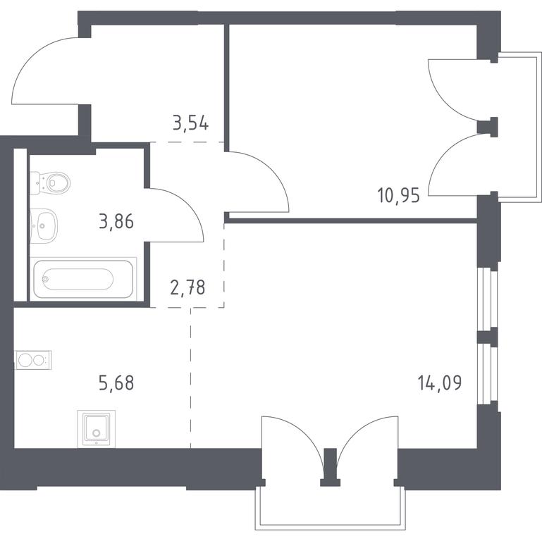Apartment Sale, 40.9 sq. m. at Kosmicheskiy kvartal, M.K. Tikhonravova Street, Yubileyniy Microdistrict, Korolyov, Moscow Region, Russia #1