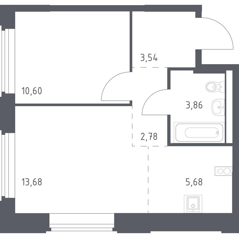 Apartment Sale, 40.14 sq. m. at Kosmicheskiy kvartal, M.K. Tikhonravova Street, Yubileyniy Microdistrict, Korolyov, Moscow Region, Russia #1