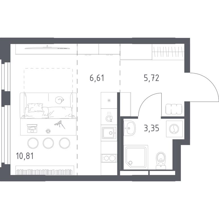 Apartment Sale, 26.49平方米 at Kosmicheskiy kvartal, M.K. Tikhonravova Street, Yubileyniy Microdistrict, Korolyov, Moscow Region, Russia #2