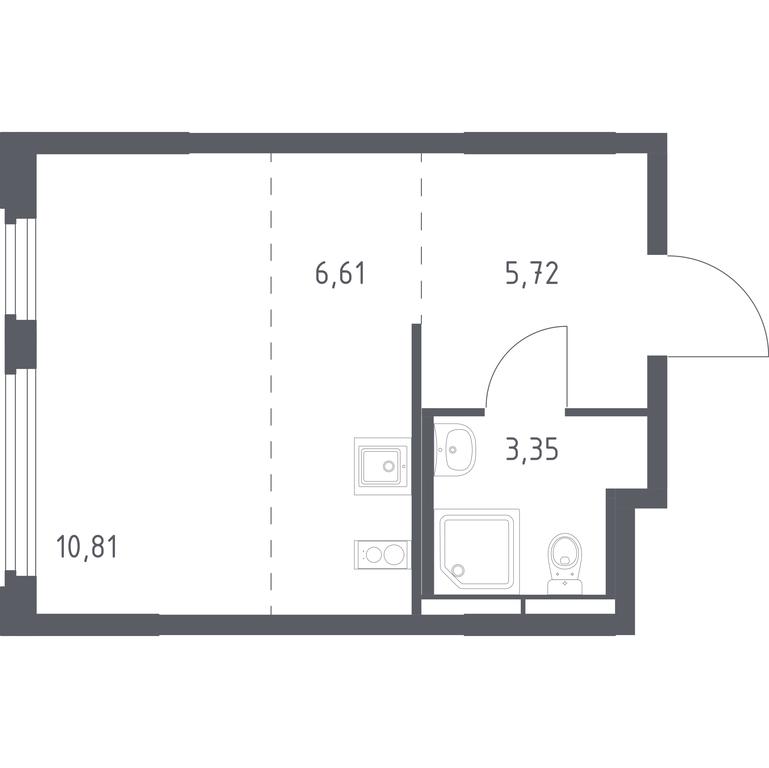 Apartment Sale, 26.49平方米 at Kosmicheskiy kvartal, M.K. Tikhonravova Street, Yubileyniy Microdistrict, Korolyov, Moscow Region, Russia #1