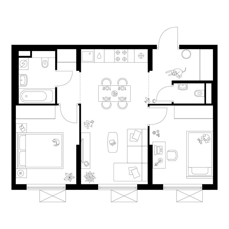 2-BD Apartment Sale, 52.2 sq. m. at Salarevo Park, Salaryevskaya Street, 8к1, Moskovskiy Settlement, Moscow, Russia #1