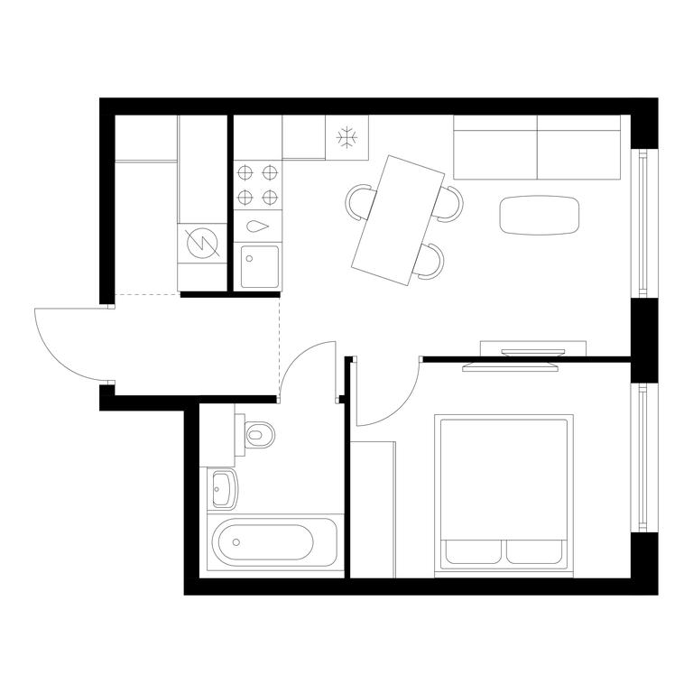 1-BD Apartment Sale, 34.5平方米 at Kutuzovskiy Kvartal, Ivana Franko Street, 20к1, Moscow, Russia #1