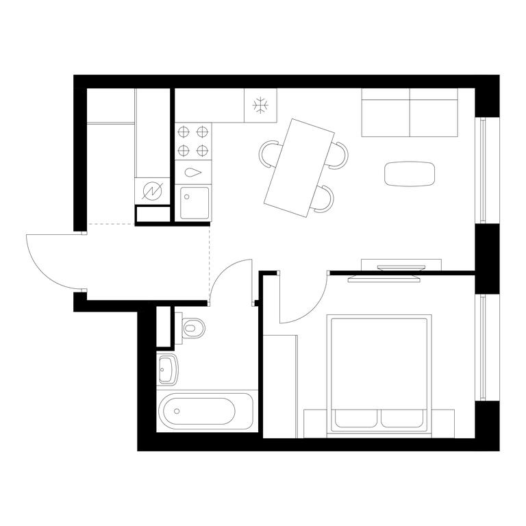 1-BD Apartment Sale, 34.5平方米 at Kutuzovskiy Kvartal, Ivana Franko Street, 20к1, Moscow, Russia #2
