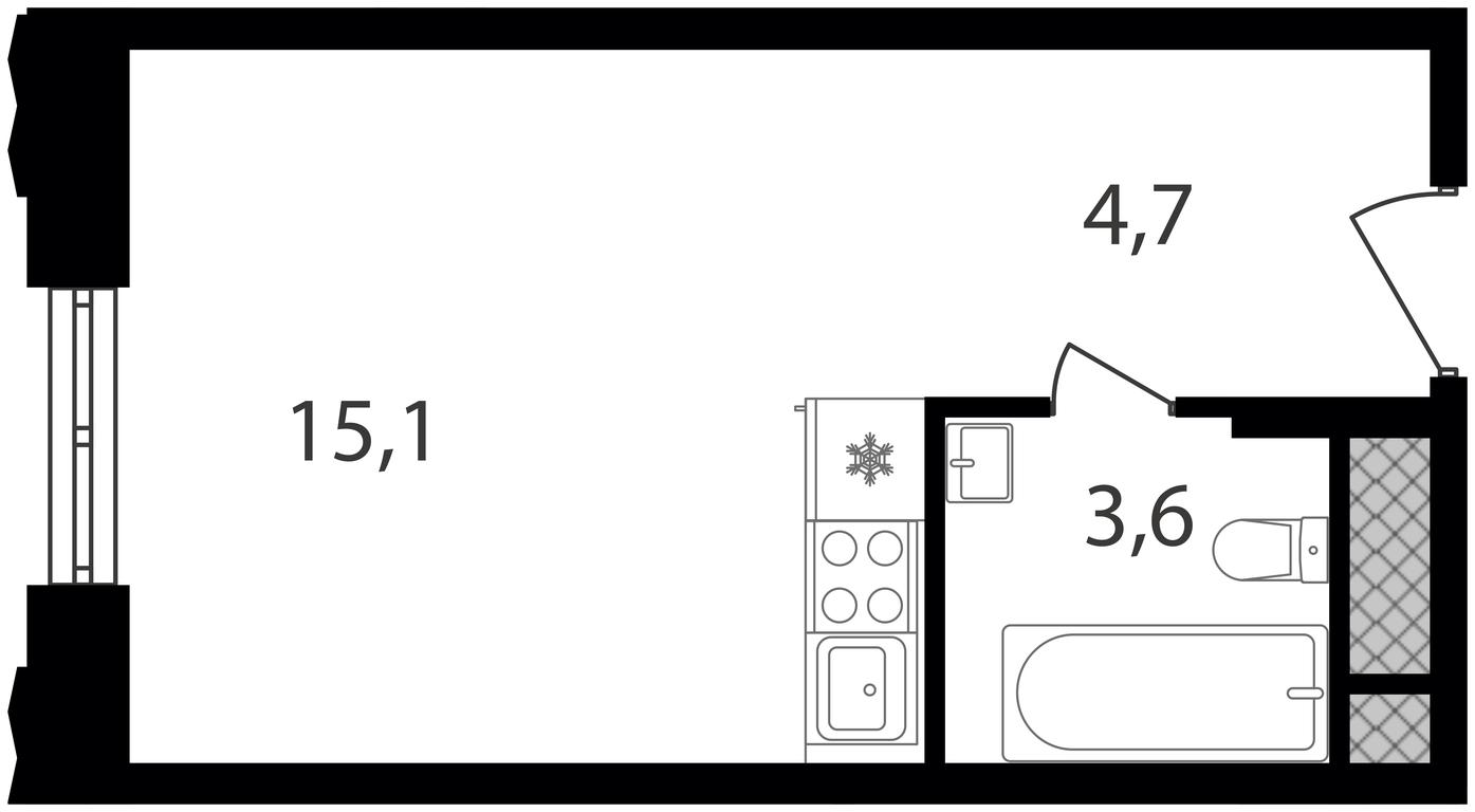 Apartment Sale, 23.4平方米 at Varshavskie Vorota, Varshavskoye Highway, 141, Moscow, Russia #1