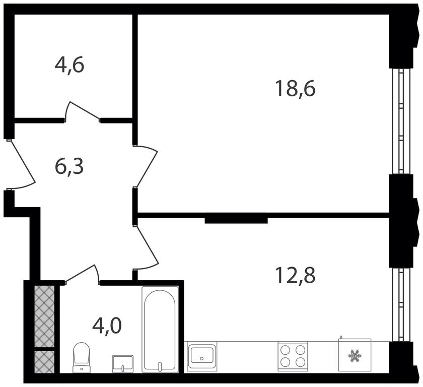 1-BD Apartment Sale, 46.3 sq. m. at Varshavskie Vorota, Varshavskoye Highway, 141, Moscow, Russia #1