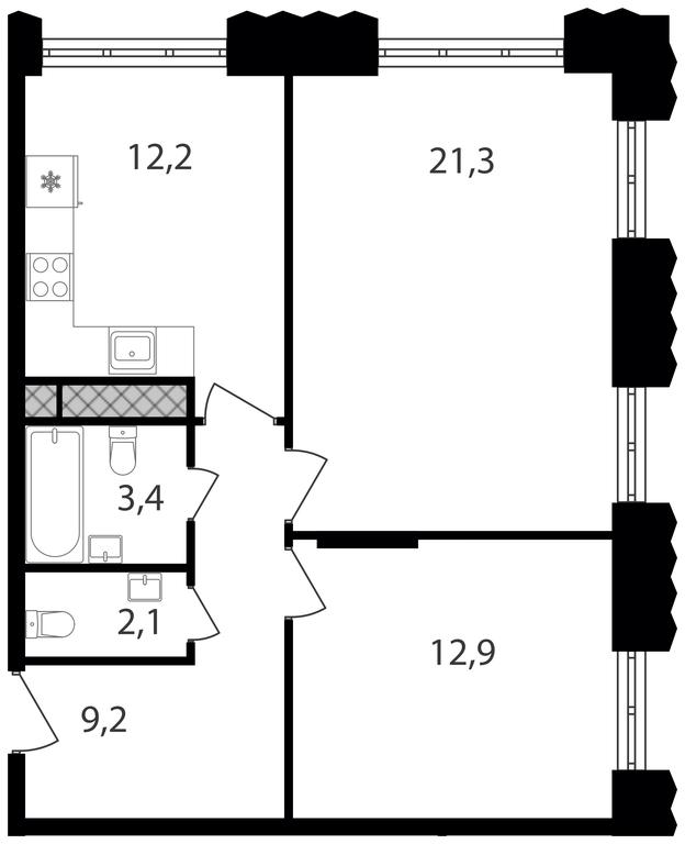 2-BD Apartment Sale, 61.1平方米 at Varshavskie Vorota, Varshavskoye Highway, 141, Moscow, Russia #1 2-BD Apartment Sale, 61.1平方米 at Varshavskie Vorota, Varshavskoye Highway, 141, Moscow, Russia #1