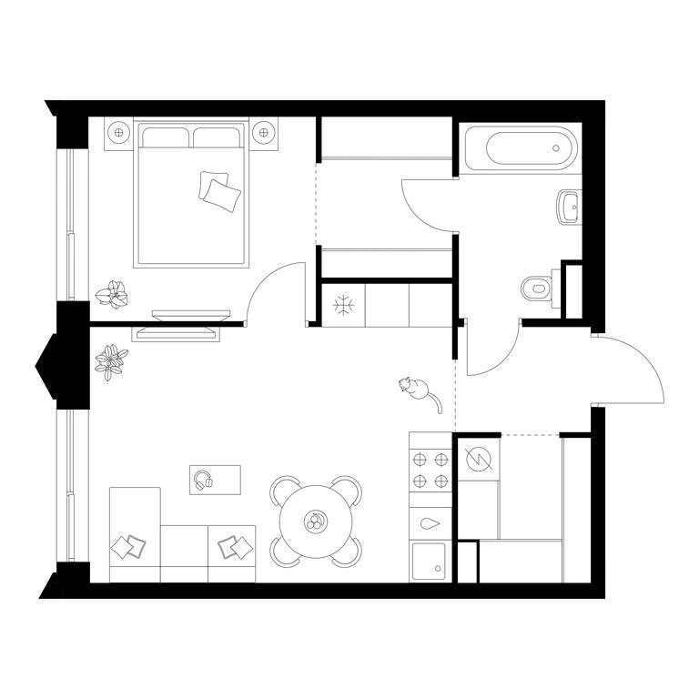 1-BD Apartment Sale, 42.3平方米 at Matveevskiy Park, Ochakovskoye Highway, вл3с11, Moscow, Russia #1