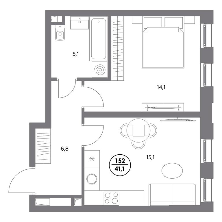 2-BD Apartment Sale, 41.1 sq. m. at Admiral, Shosseynaya Street, 4А, Moscow, Russia #1 2-BD Apartment Sale, 41.1 sq. m. at Admiral, Shosseynaya Street, 4А, Moscow, Russia #1