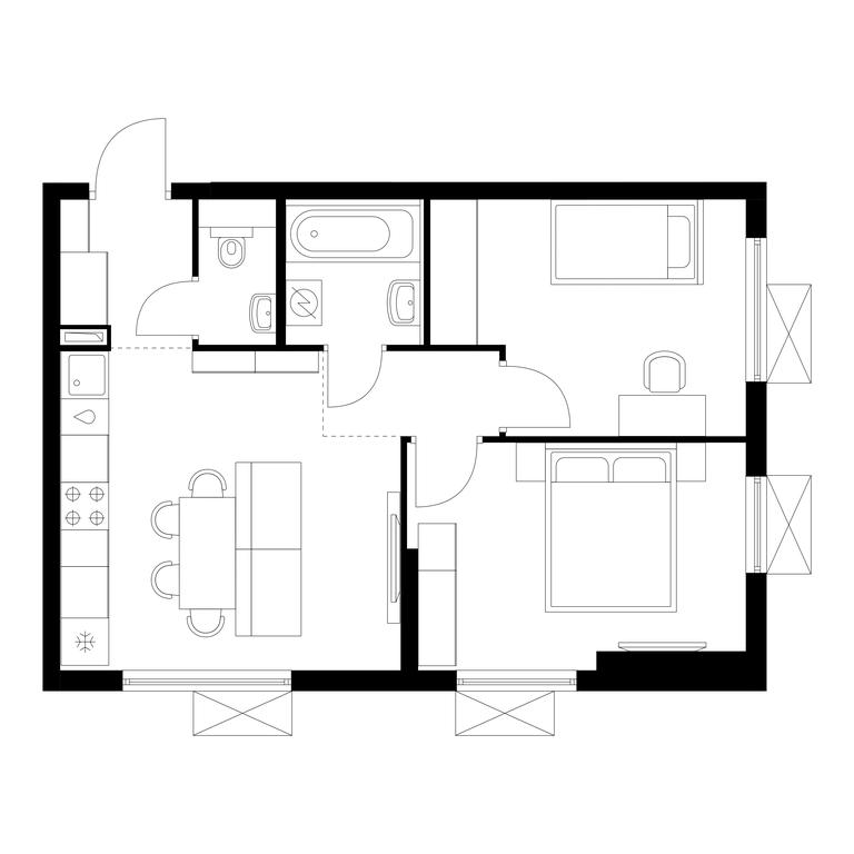 2-BD Apartment Sale, 47.8平方米 at Yauza Park, ulitsa Kolontsova, 4, Mytischi, Moscow Region, Russia #1