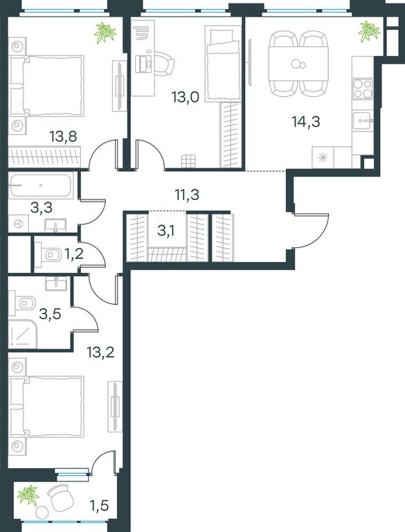 2-BD Apartment Sale, 78.2 sq. m. at Gorod V lesu, Gorod V Lesu Residential Complex, Village of Otradnoye, Krasnogorsk Urban District, Moscow Region, Russia #2 2-BD Apartment Sale, 78.2 sq. m. at Gorod V lesu, Gorod V Lesu Residential Complex, Village of Otradnoye, Krasnogorsk Urban District, Moscow Region, Russia #2