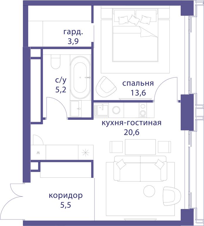 1-BD Apartment Sale, 48.8平方米 at Tatarskaya 35, Bolshaya Tatarskaya Street, Moscow, Russia #1 1-BD Apartment Sale, 48.8平方米 at Tatarskaya 35, Bolshaya Tatarskaya Street, Moscow, Russia #1