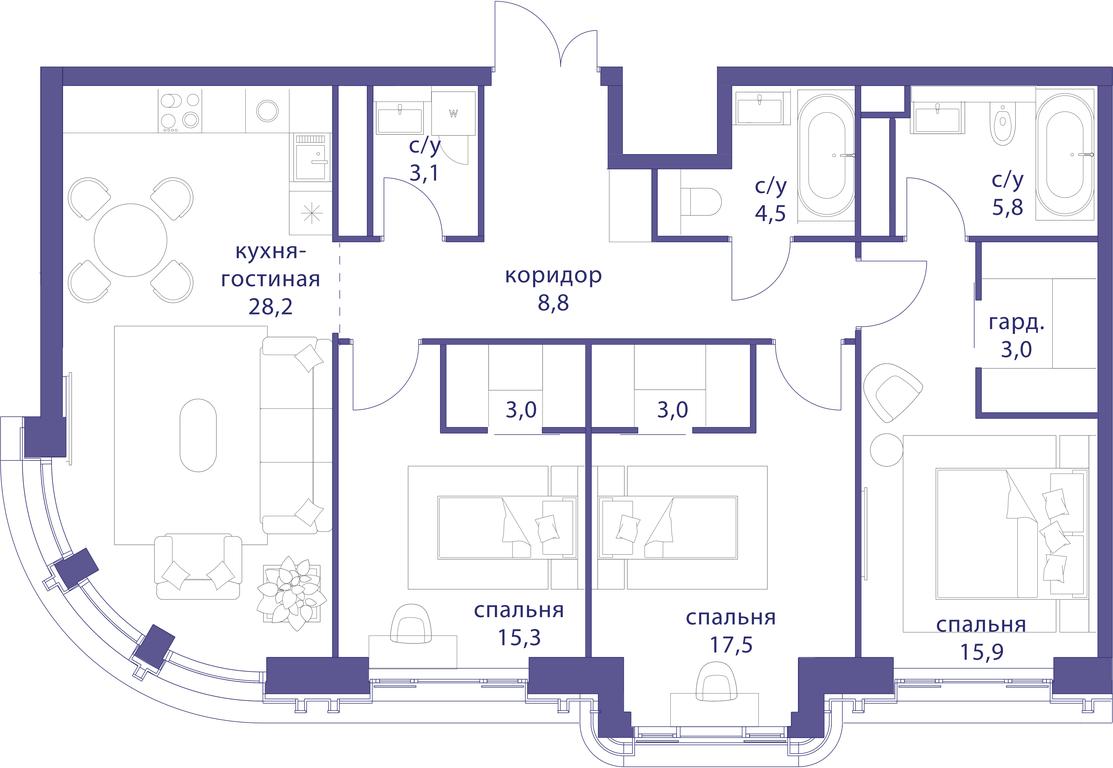 3-BD Apartment Sale, 108.2平方米 at Tatarskaya 35, Bolshaya Tatarskaya Street, Moscow, Russia #1 3-BD Apartment Sale, 108.2平方米 at Tatarskaya 35, Bolshaya Tatarskaya Street, Moscow, Russia #1