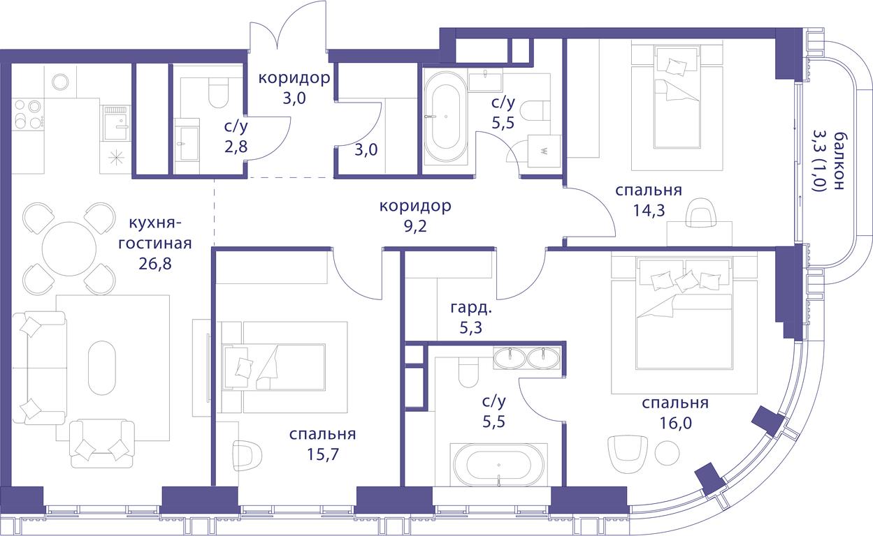 3-BD Apartment Sale, 113.6 sq. m. at Tatarskaya 35, Bolshaya Tatarskaya Street, Moscow, Russia #1 3-BD Apartment Sale, 113.6 sq. m. at Tatarskaya 35, Bolshaya Tatarskaya Street, Moscow, Russia #1