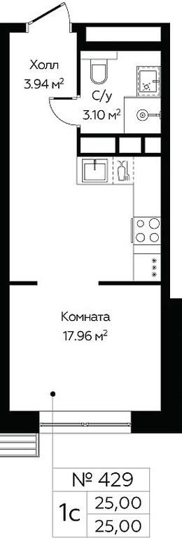 Apartment Sale, 25平方米 at MirrorZdanie, Oktyabrskaya Street, 98, Moscow, Russia #1