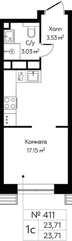 Apartment Sale, 23.71平方米 at MirrorZdanie, Oktyabrskaya Street, 98, Moscow, Russia #1