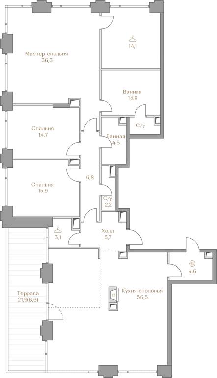 3-BD Apartment Sale, 184.2平方米 at Luzhniki Collection, Luzhnetskaya Embankment, 2/4с17, Moscow, Russia #2