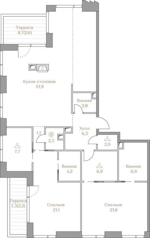 2-BD Apartment Sale, 139.7平方米 at Luzhniki Collection, Luzhnetskaya Embankment, 2/4с17, Moscow, Russia #1 2-BD Apartment Sale, 139.7平方米 at Luzhniki Collection, Luzhnetskaya Embankment, 2/4с17, Moscow, Russia #1