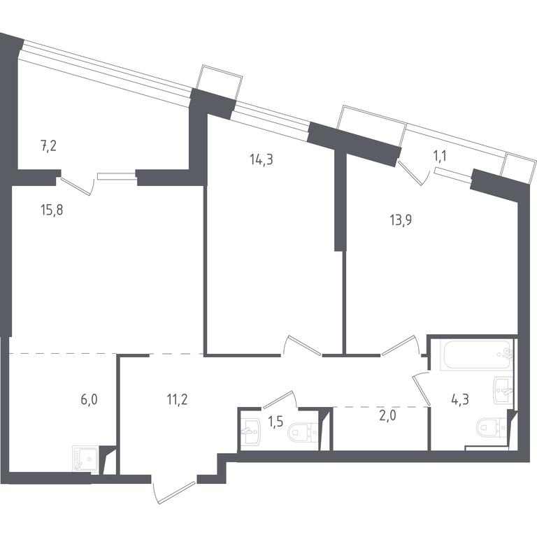 1-BD Apartment Sale, 76.73 sq. m. at Sputnik, Lipovoy Roschi Street, 1к4, derevnya Razdory, Odintsovskiy City District, Moscow Region, Russia #1
