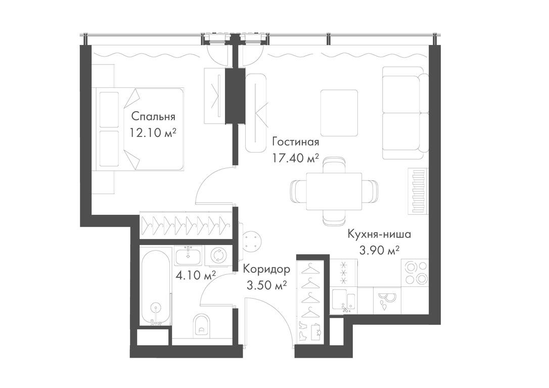 1-BD Apartment Sale, 41平方米 at Slava, Leningradskiy Avenue, 8с10, Moscow, Russia #1