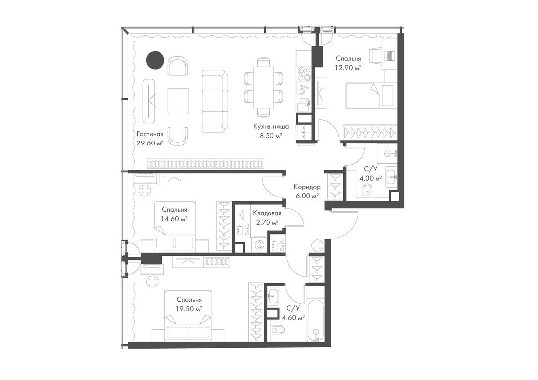 3-BD Apartment Sale, 102.7平方米 at Slava, Leningradskiy Avenue, 8с10, Moscow, Russia #1