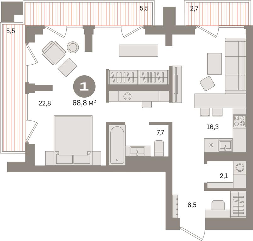 1-BD Apartment Sale, 68.8平方米 at Kvartal Izdanie, Perovskoye Highway, Moscow, Russia #1 1-BD Apartment Sale, 68.8平方米 at Kvartal Izdanie, Perovskoye Highway, Moscow, Russia #1