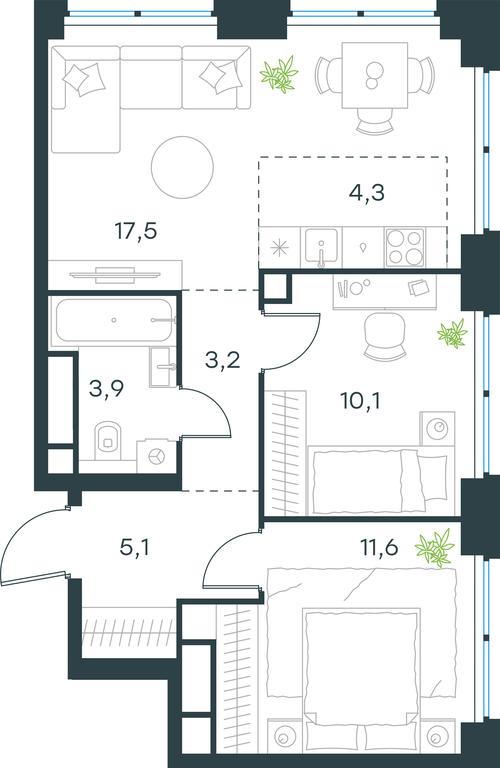 2-BD Apartment Sale, 55.7 sq. m. at Level Zvenigorodskaya, 3rd Silikatny Drive, 6к1, Moscow, Russia #1 2-BD Apartment Sale, 55.7 sq. m. at Level Zvenigorodskaya, 3rd Silikatny Drive, 6к1, Moscow, Russia #1