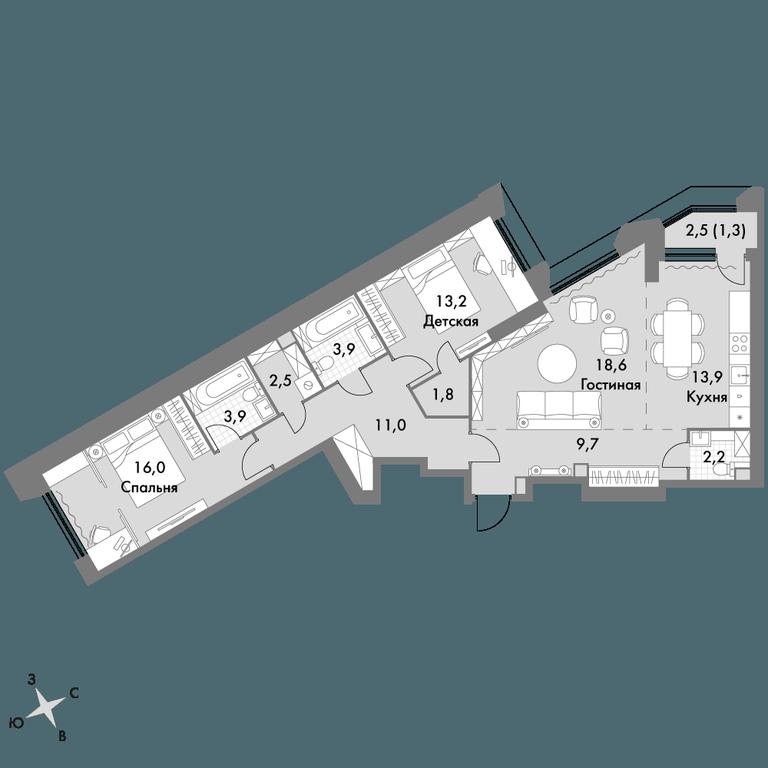 3-BD Apartment Sale, 98平方米 at Arkhitektor, Akademika Volgina Street, 2Д, Moscow, Russia #1