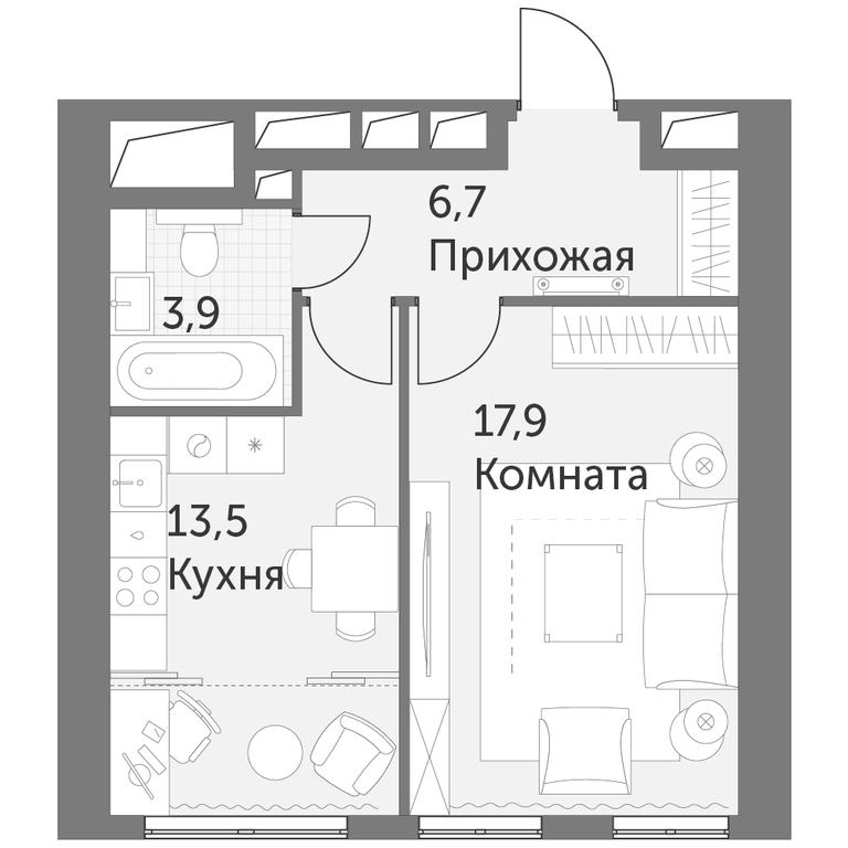 1-BD Apartment Sale, 42平方米 at Arkhitektor, Akademika Volgina Street, 2Д, Moscow, Russia #1