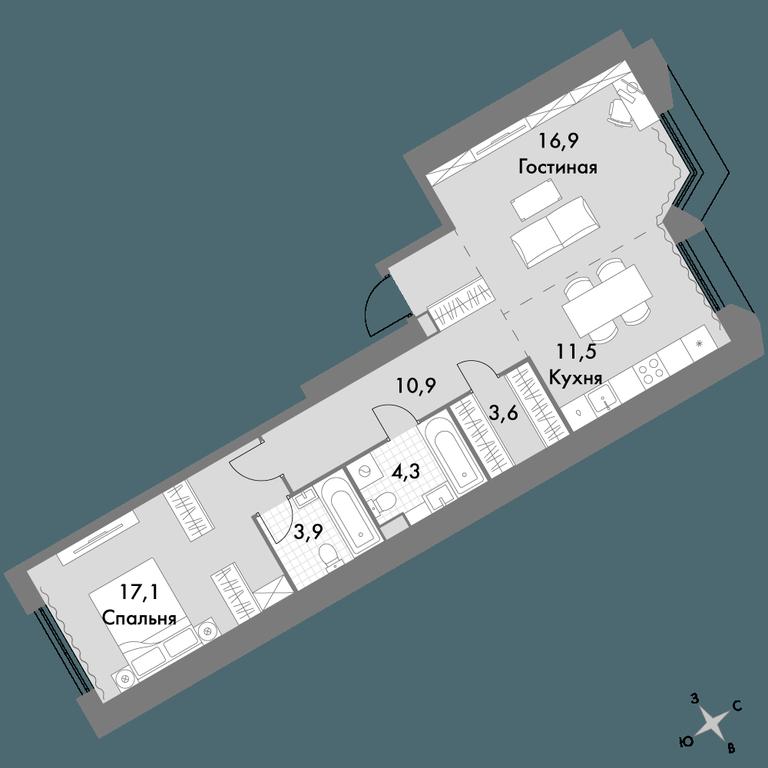 2-BD Apartment Sale, 68.2 sq. m. at Arkhitektor, Akademika Volgina Street, 2Д, Moscow, Russia #1