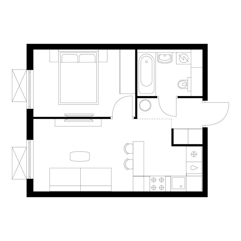 1-BD Apartment Sale, 33.9平方米 at Yauza Park, ulitsa Kolontsova, 4, Mytischi, Moscow Region, Russia #1